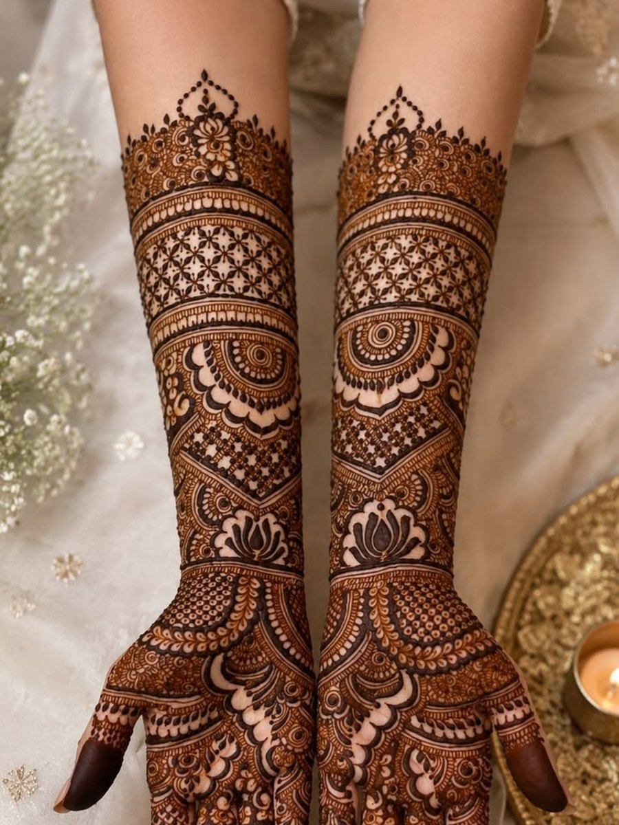 Bridal full hand mehendi design